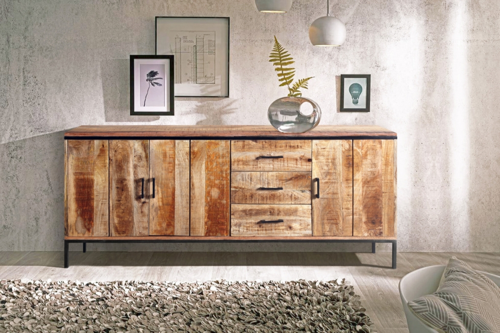 Sideboard Kommode 180 x 80 x 40 cm Mangoholz massiv ARTA itemprop=