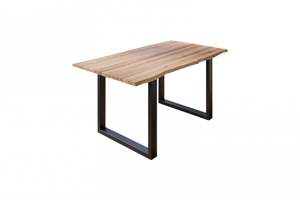 SAM® Esstisch Baumkante Massiv Wildbuche 120 x 80 mattschwarz U-Gestell GREGOR itemprop=