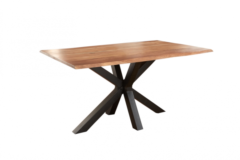 Esstisch Baumkante massiv Akazie natur 140 x 80 schwarz SPYRO itemprop=