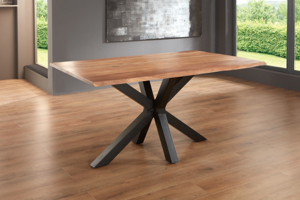 Esstisch Baumkante massiv Akazie natur 140 x 80 schwarz SPYRO itemprop=
