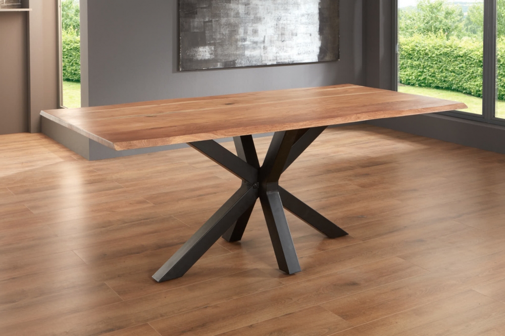 Esstisch Baumkante massiv Akazie natur 260 x 100 schwarz SPYRO itemprop=