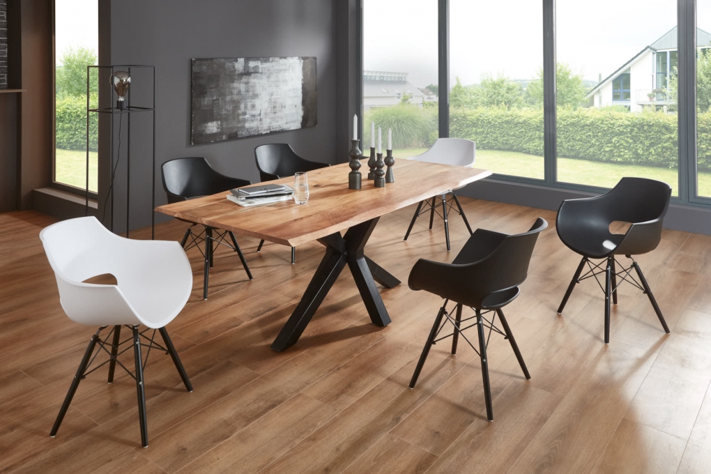 Esstisch Baumkante massiv Akazie natur 260 x 100 schwarz SPYRO itemprop=