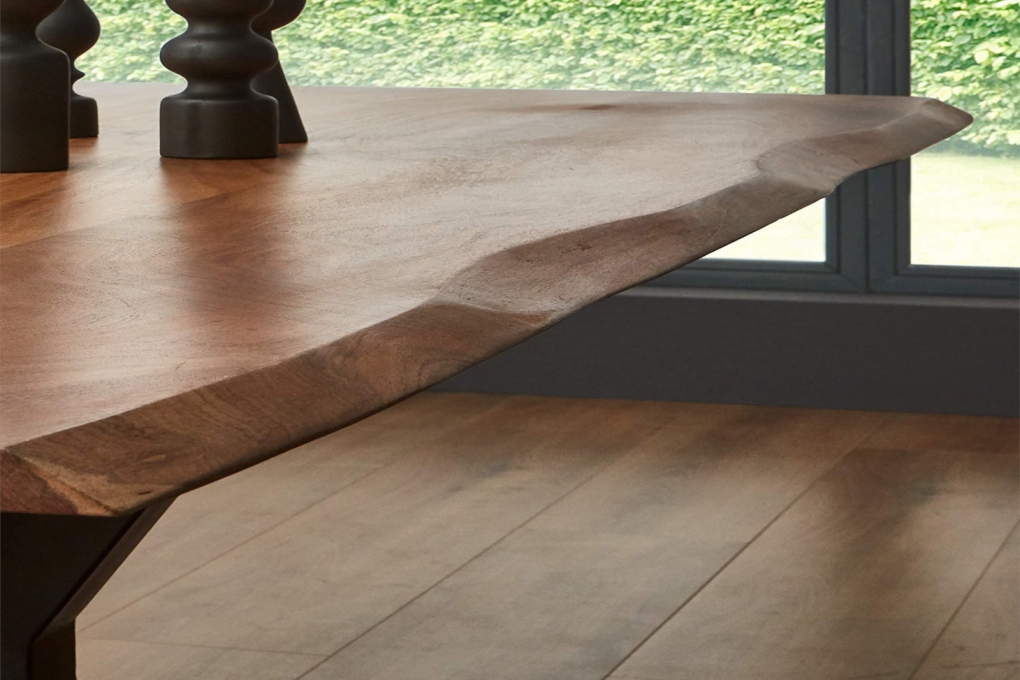 Esstisch Baumkante massiv Akazie natur 260 x 100 schwarz SPYRO itemprop=