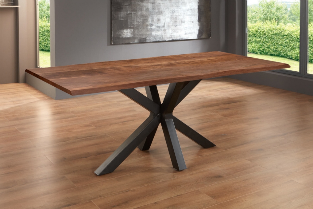 Esstisch Baumkante massiv Akazie nussbaum 260 x 100 schwarz SPYRO itemprop=