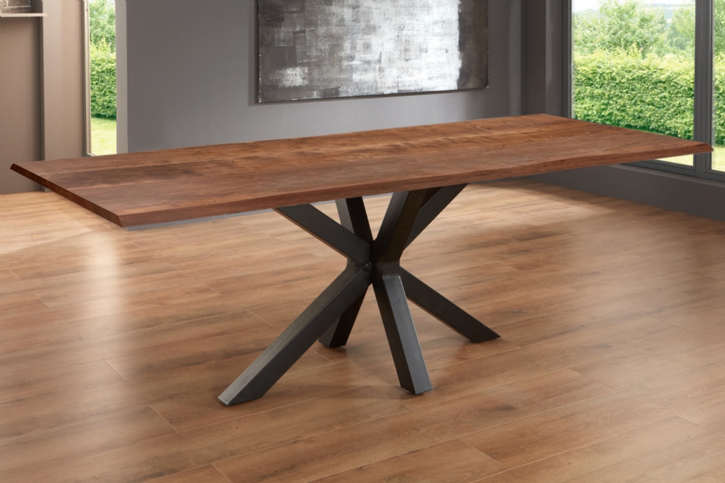 Esstisch Baumkante massiv Akazie nussbaum 280 x 100 schwarz SPYRO itemprop=