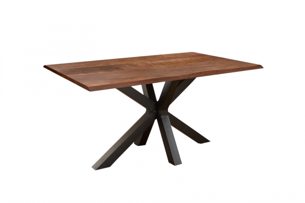 Esstisch Baumkante massiv Akazie nussbaum 140 x 80 schwarz SPYRO itemprop=