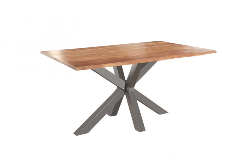 Esstisch Baumkante massiv Akazie natur 120 x 80 silber SPYRO itemprop=