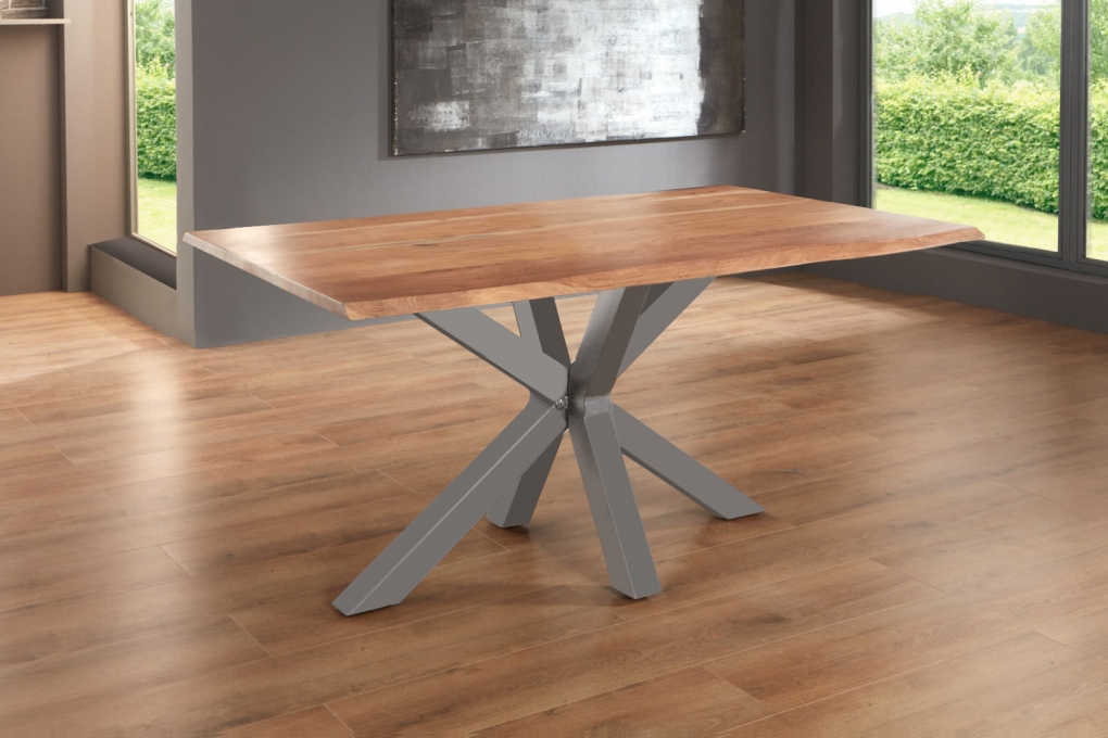 Esstisch Baumkante massiv Akazie natur 120 x 80 silber SPYRO itemprop=