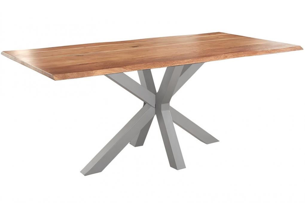 Esstisch Baumkante massiv Akazie natur 240 x 100 silber SPYRO itemprop=