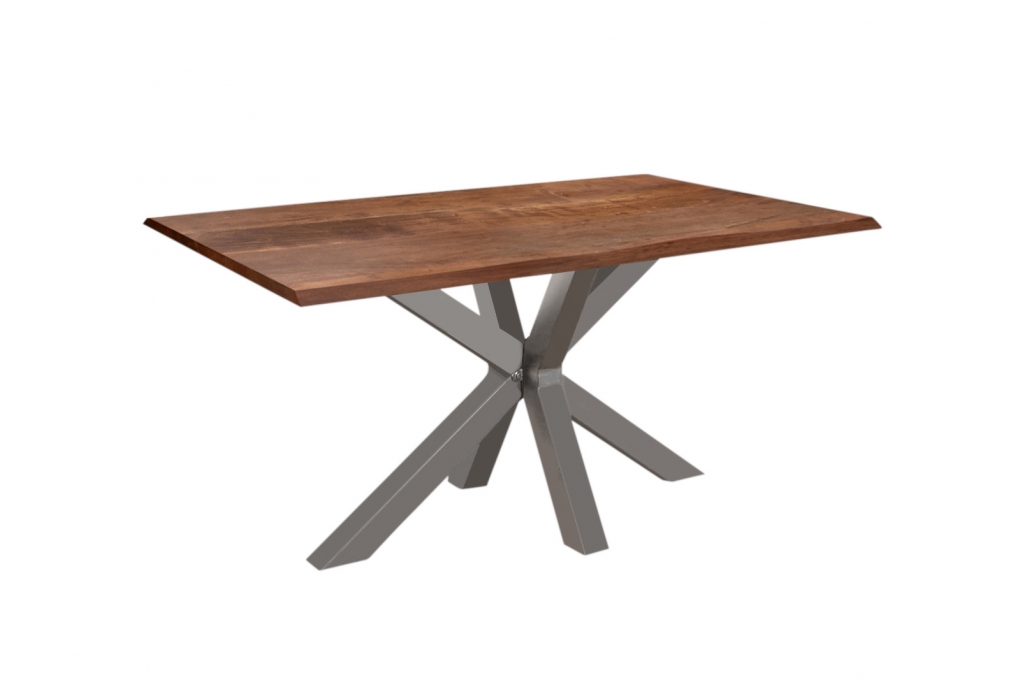 Esstisch Baumkante massiv Akazie nussbaum 120 x 80 silber SPYRO itemprop=
