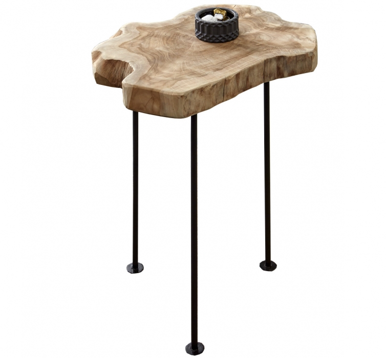 Couchtisch Beistelltisch massiv Teakholz naturbelassen 45x40x50 cm schwarz CAQUETA itemprop=