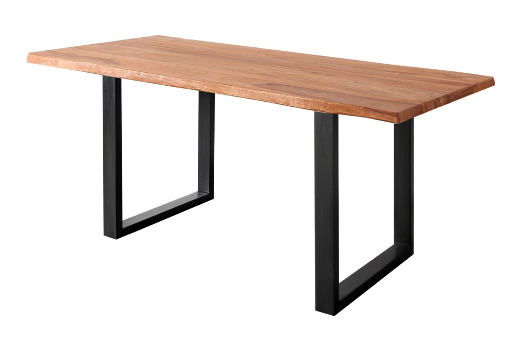 Baumkante Esstisch Indisches Rosenholz teakfarben  240x100 U-Gestell schwarz Lotti itemprop=