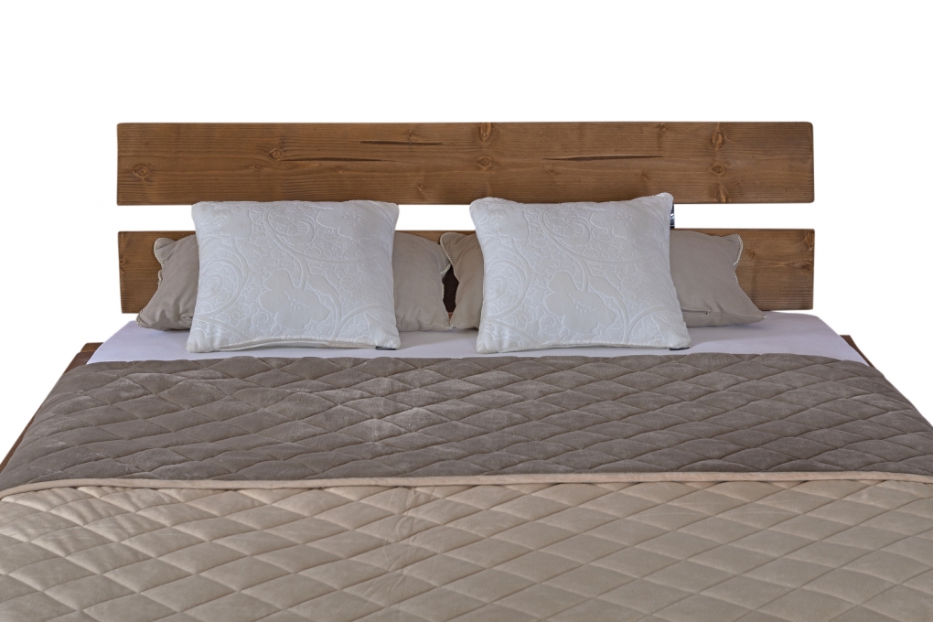 Balkenbett Massivholzbett 140x200 cm Fichte honigfarben FRIEDA itemprop=