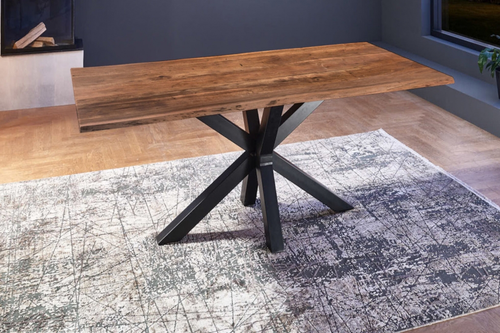 Esstisch Baumkante massiv Akazie nussbaum 140 x 80 schwarz FELINA itemprop=