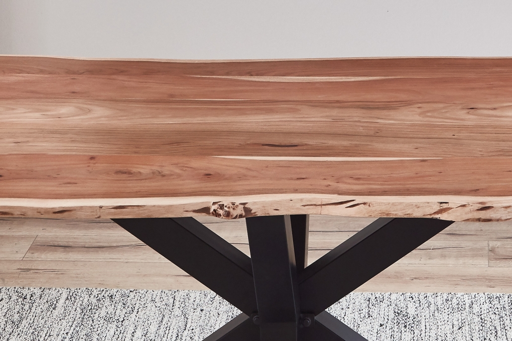 Esstisch Baumkante massiv Akazie natur 260 x 100 schwarz FELINA itemprop=
