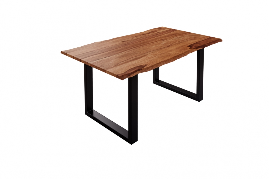 Baumkante Esstisch Sheesham teakfarben 120x80 schwarz Mailand itemprop=