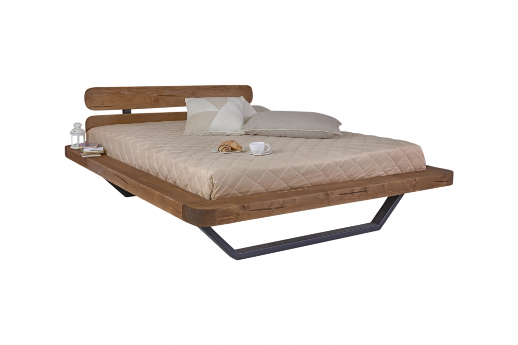Balkenbett Massivholzbett 180x200 cm Fichte honigfarben Evora itemprop=