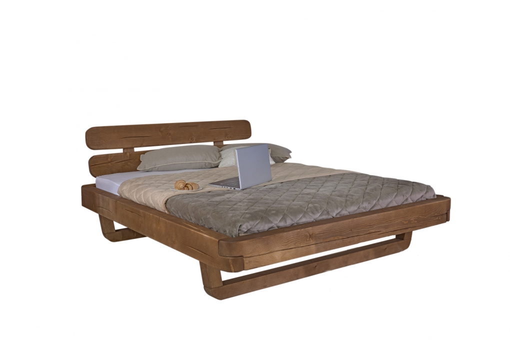 Balkenbett Massivholzbett 180x200 cm Fichte honigfarben Lagos itemprop=