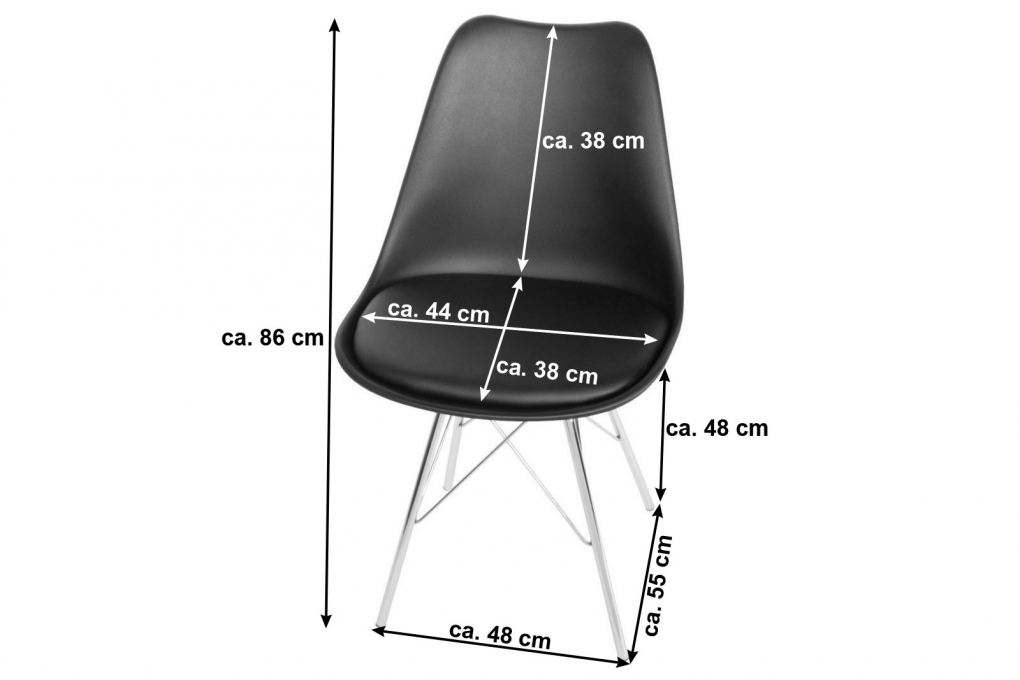 Esszimmerstuhl Schalenstuhl schwarz matt Füße aus Chrom LEKUES itemprop=