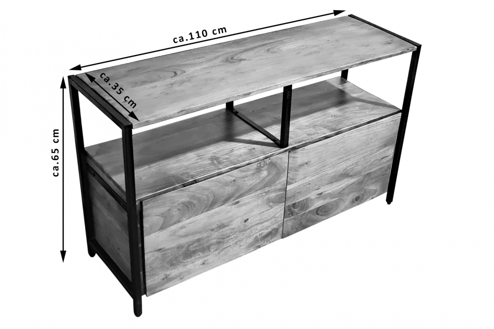 Sideboard Kommode Akazie 110x35x65 cm nussbaumfarben Nagar III itemprop=