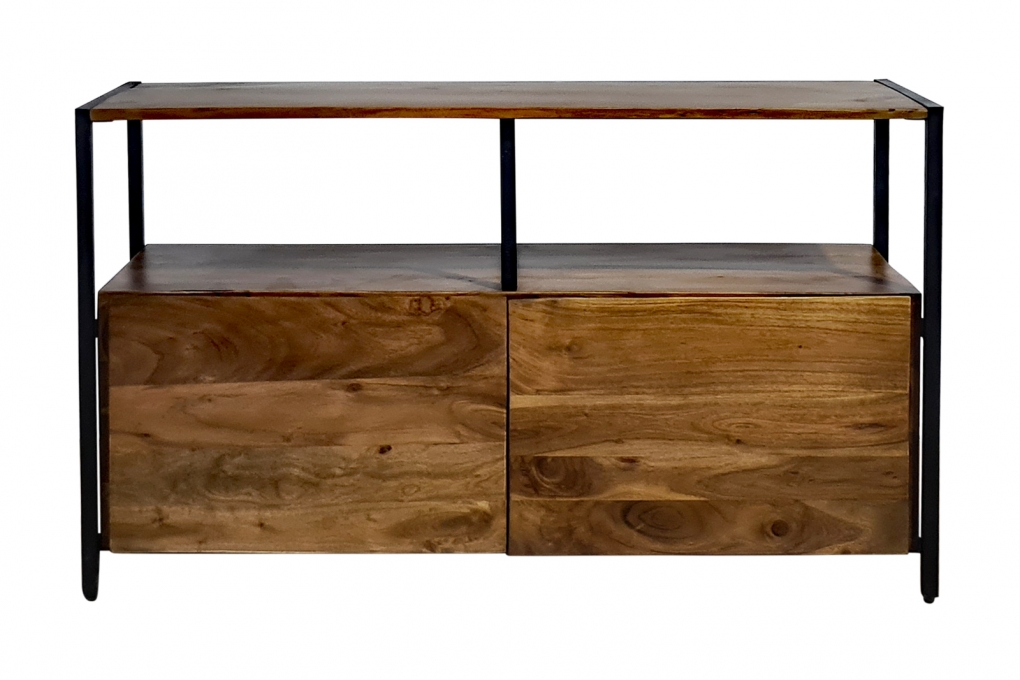 Sideboard Kommode Akazie 110x35x65 cm nussbaumfarben Nagar III itemprop=
