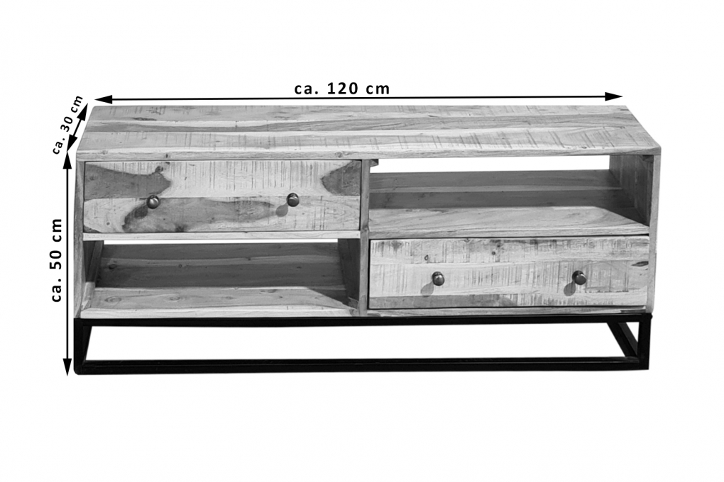 Lowboard TV-Board Akazie massiv 120x30x50 cm naturfarben Nagar I itemprop=