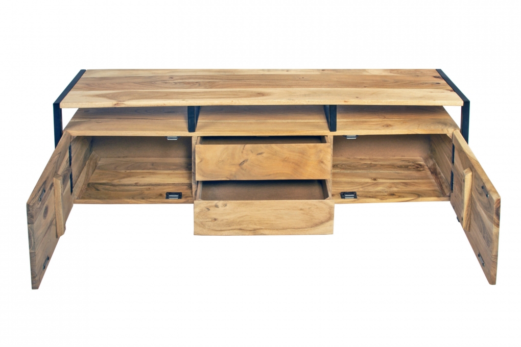 Lowboard TV-Board Akazie massiv 120x30x40 cm naturfarben Nagar II itemprop=