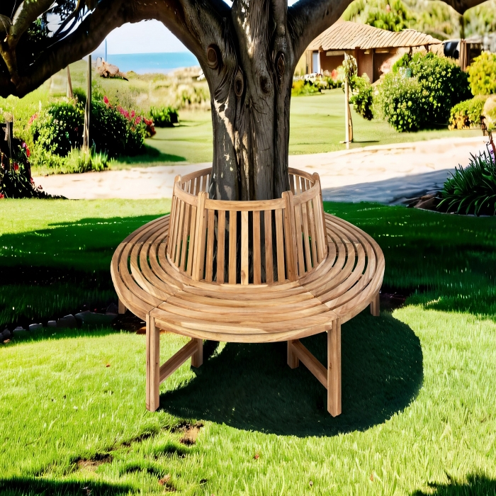 Rundbank 360° Gartenbank Teak massiv  ø180 cm TIMO itemprop=