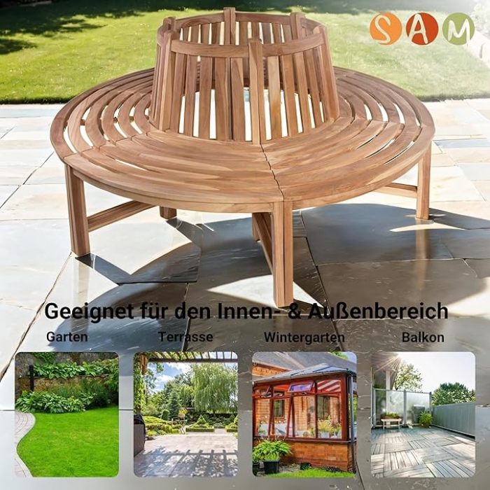 Rundbank 360° Gartenbank Teak massiv  ø180 cm TIMO itemprop=