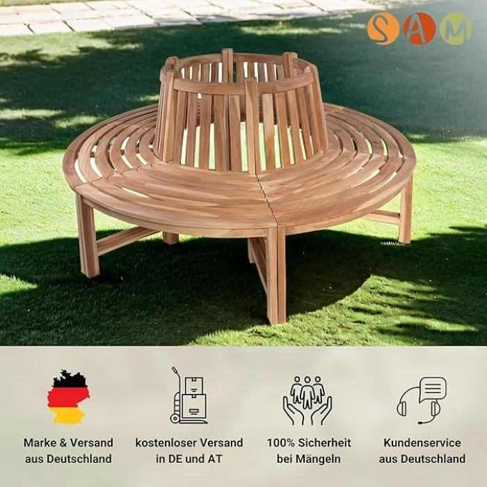 Rundbank 360° Gartenbank Teak massiv  ø180 cm TIMO itemprop=