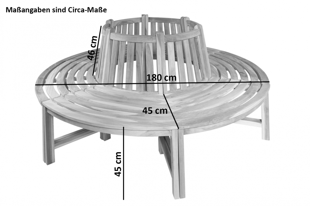 Rundbank 360° Gartenbank Teak massiv  ø180 cm TIMO itemprop=