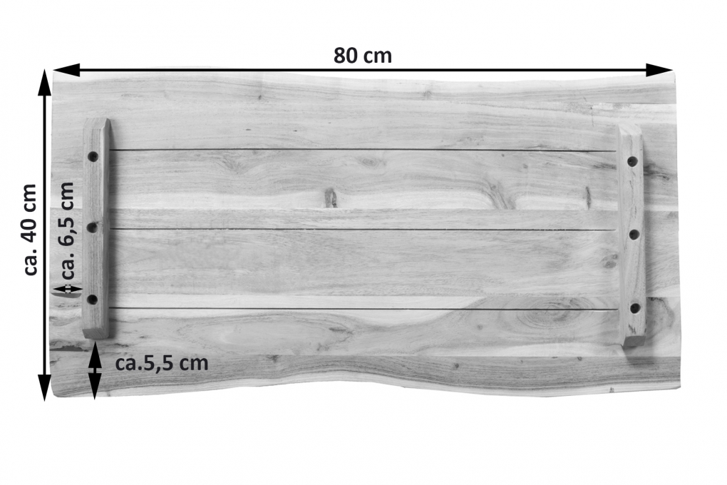 SAM® Tischplatte Baumkante Akazie Natur 80 x 40 cm CURTIS itemprop=