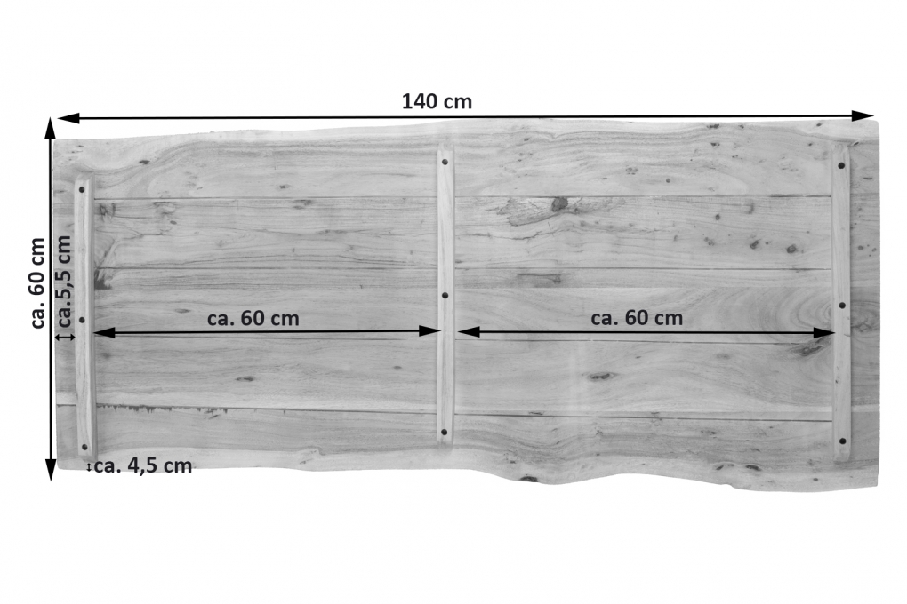  Tischplatte Baumkante Akazie Natur 140 x 60 cm CURT itemprop=