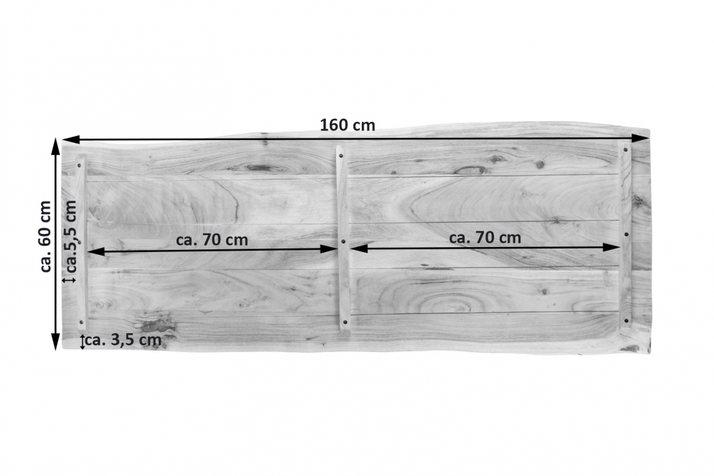  Tischplatte Baumkante Akazie Natur 160 x 60 cm CURT itemprop=