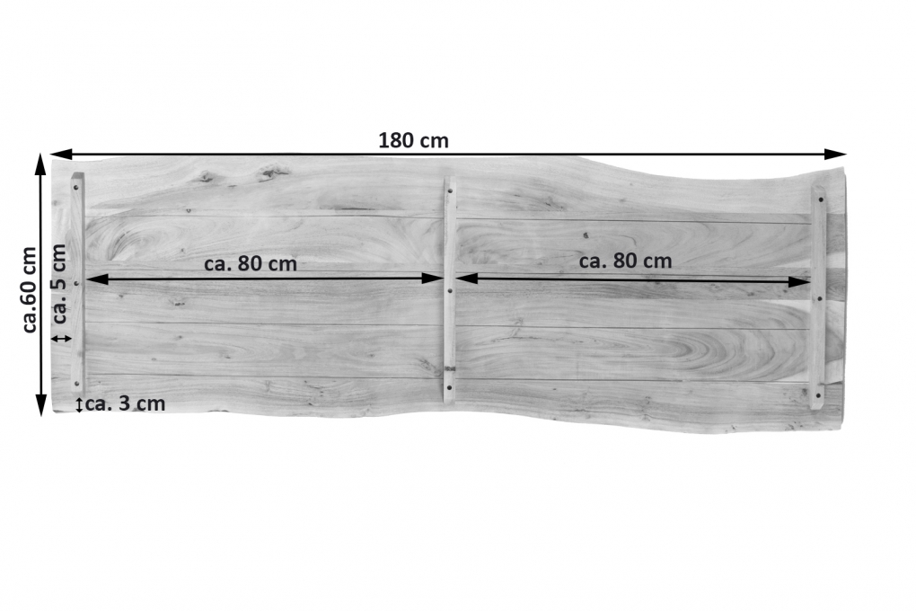 SAM® Tischplatte Baumkante Akazie Natur 180 x 60 cm CURT itemprop=