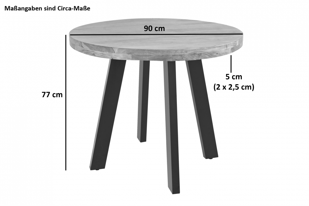 Esszimmertisch rund 90 cm Akazienholz nussbaumfarben schwarz SOPHIA itemprop=