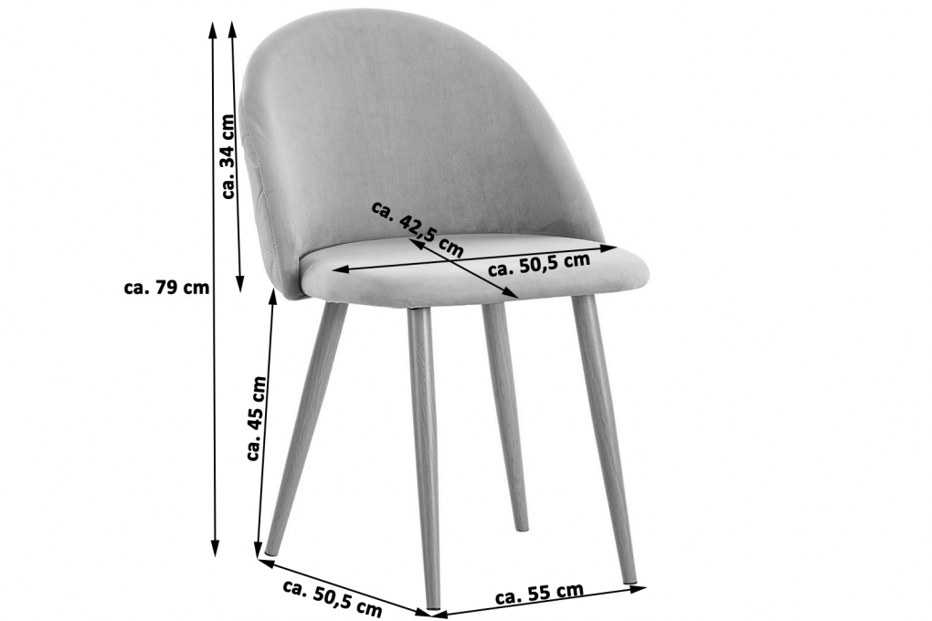 Esszimmerstuhl Taupe Metallbeine eichefarben LILLY itemprop=