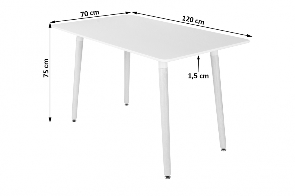 Esstisch 120 x 70 MDF-Holz Weiß Füße Buche DANIEL itemprop=