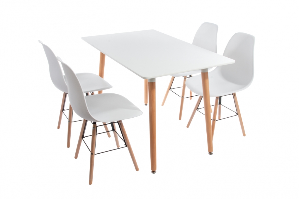 Esstisch 120 x 70 MDF-Holz Weiß Füße Buche DANIEL itemprop=