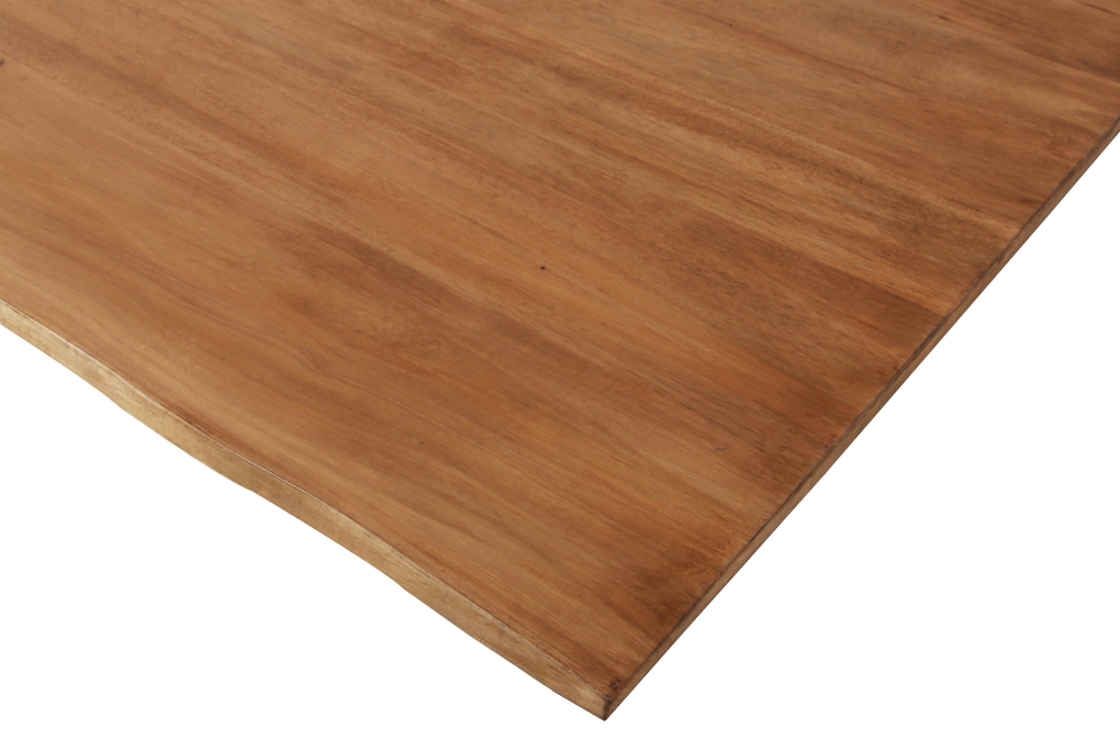 Baumkantentisch Hevea massiv eichefarben 140 x 80 cm U-Gestell schwarz MAILO itemprop=