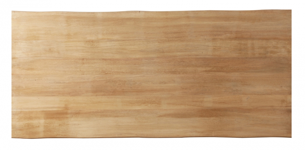 Baumkantentisch Rubberwood massiv naturfarben 180 x 90 cm U-Gestell schwarz MAILO itemprop=