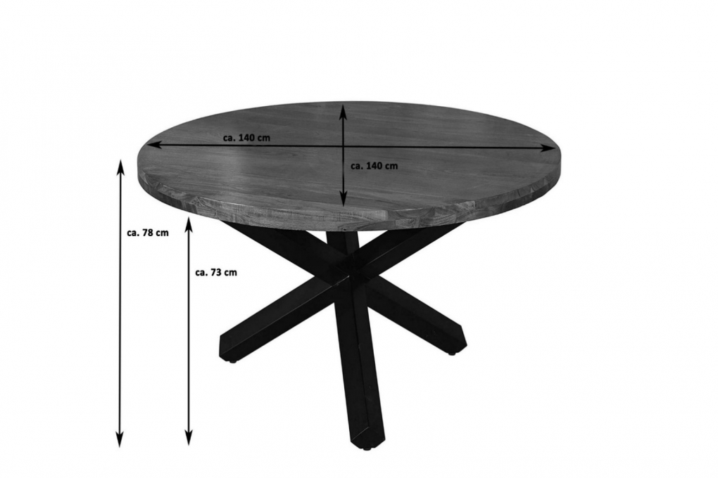 Esszimmertisch rund 140 cm Akazienholz Nussbaum Schwarz RUNA itemprop=