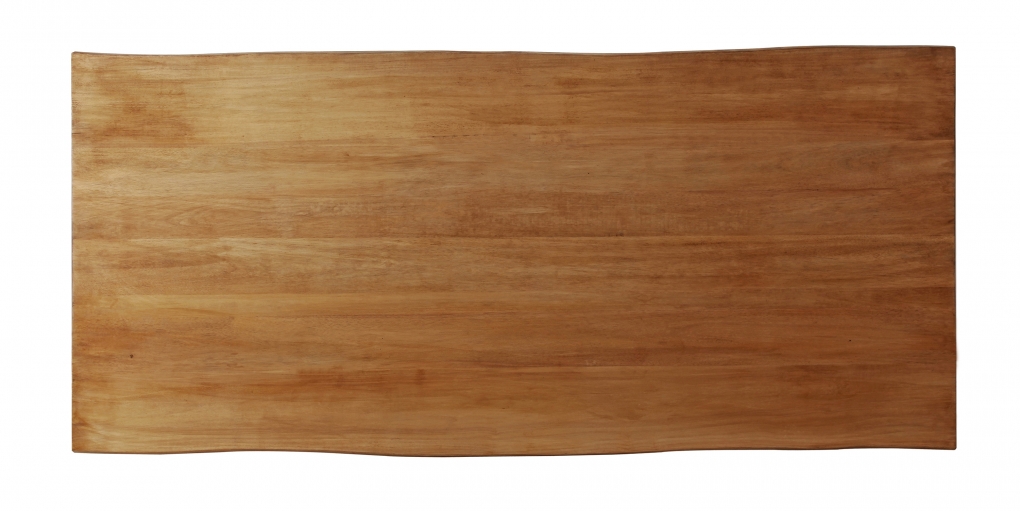 Baumkantentisch Rubberwood massiv eichefarben 180 x 90 cm U-Gestell schwarz MAILO itemprop=