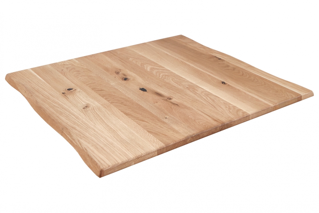 Tischplatte Baumkante Wildeiche 80 x 80 cm SESSA itemprop=