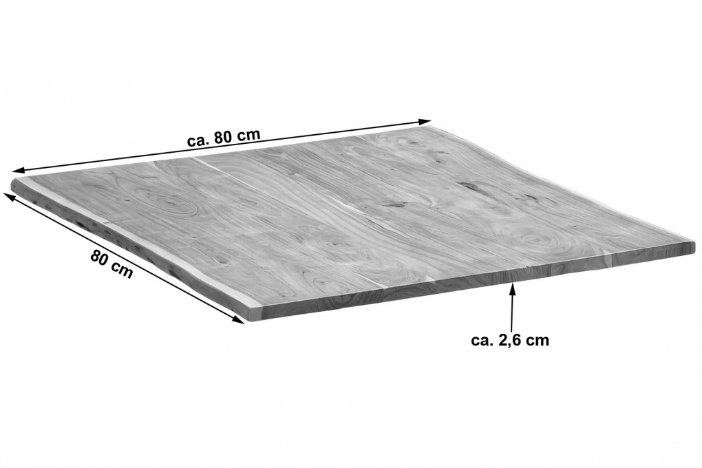 SAM® Tischplatte Baumkante Akazie Natur 80 x 80 cm NOAH itemprop=