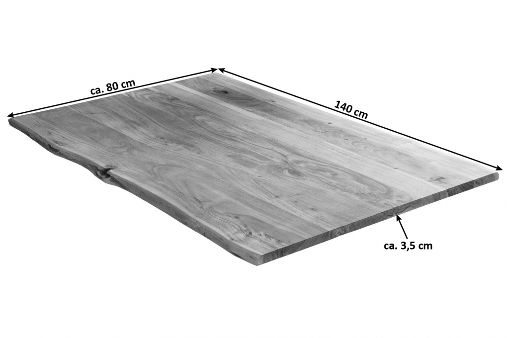 Tischplatte Baumkante massiv Akazie nussbaum 140 x 80 MILO itemprop=