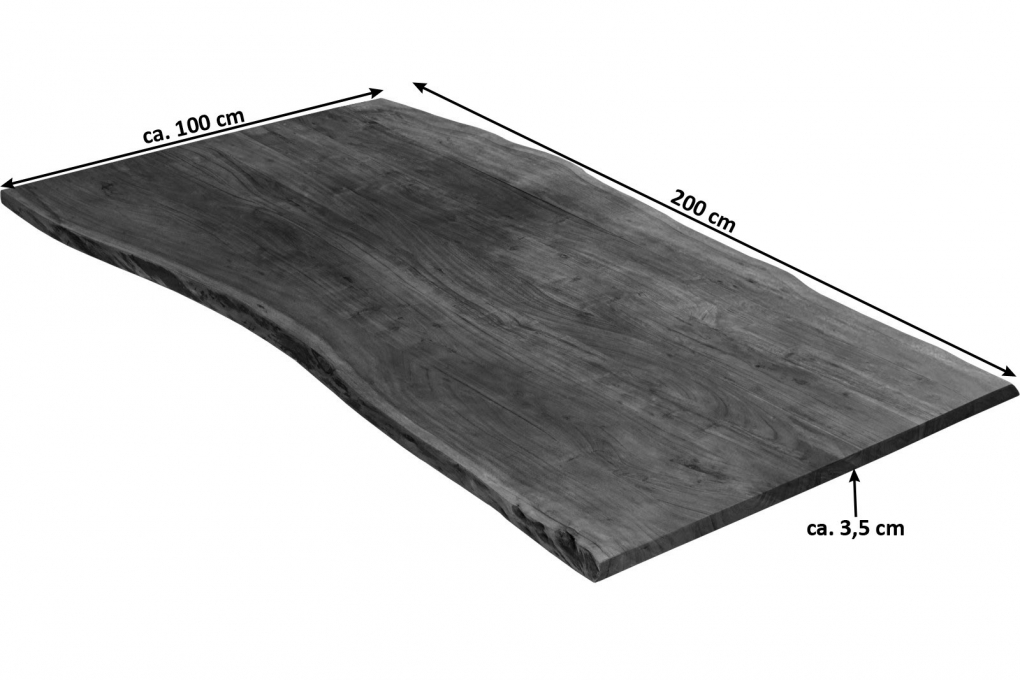 Tischplatte Baumkante massiv Akazie nussbaum 200 x 100 MILO itemprop=