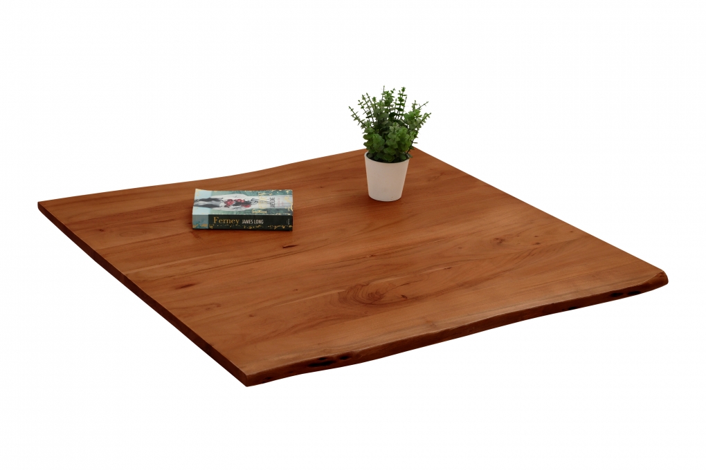 Tischplatte Baumkante Akazie Nussbaum 80 x 80 cm NOAH itemprop=