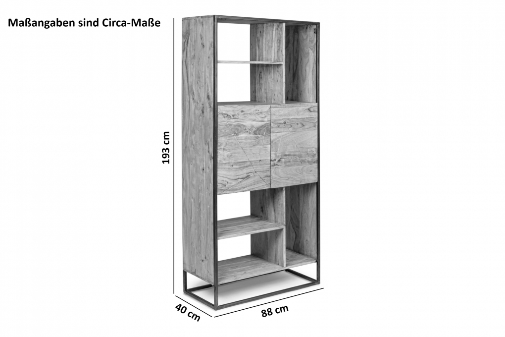 Regal Standregal 88x193x40 cm Akazienholz massiv KADDY itemprop=