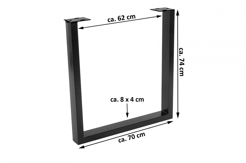 Tischgestell 2er Set Roheisen lackiert 70x10x74 cm schwarz U-Gestell itemprop=